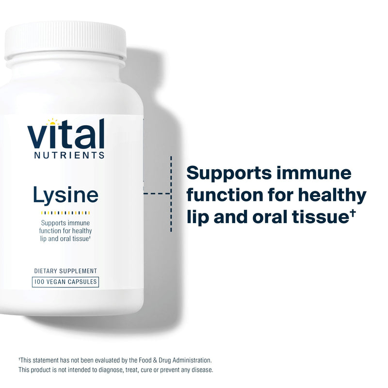 [Australia] - Vital Nutrients - Lysine - Supports Immune Function and Normal Arginine Levels - Supports Calcium Absorption - 100 Vegetarian Capsules per Bottle - 500 mg 