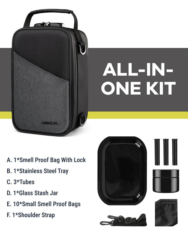 [Australia] - HOMEAL Smell Proof Bag,Smell Proof Stash Box，Smell Proof Containers with Combination Lock,Smell Proof Box,Smell Proof Stash Bag for Storage and Travel Gift for Men/Women Black Large 