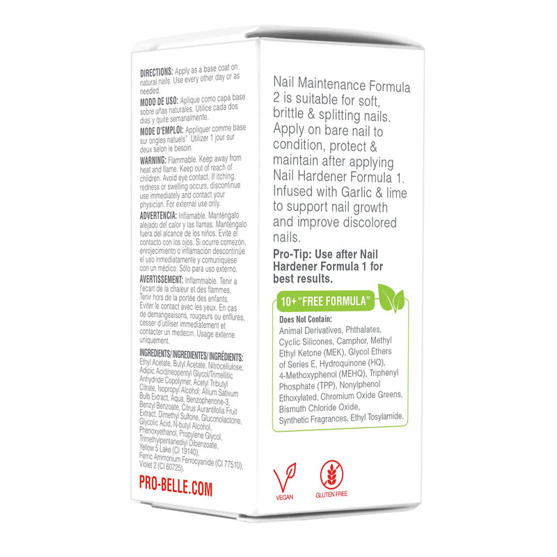 Probelle Nail Maintenance Formula 2, Nail Hardener and Strengthener for soft, brittle, and splitting nails - Reinforces, protects, conditions, strengthens, grows fingernails 5 fl oz/ 15 mL 0.5 Fl Oz (Pack of 1)