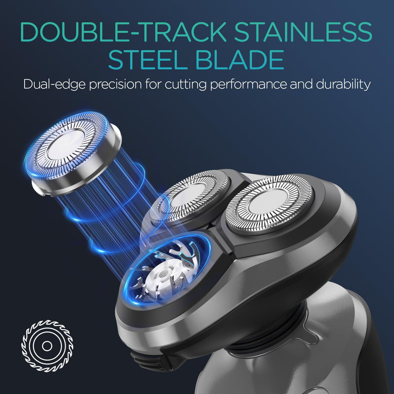 [Australia] - VOYOR Electric Razor for Men Cordless Shavers for Shaving with face sideburn Nose Ear Hair Rechargeable Wet Dry Waterproof TX410 New (New Version-Grey) New Version-Grey 