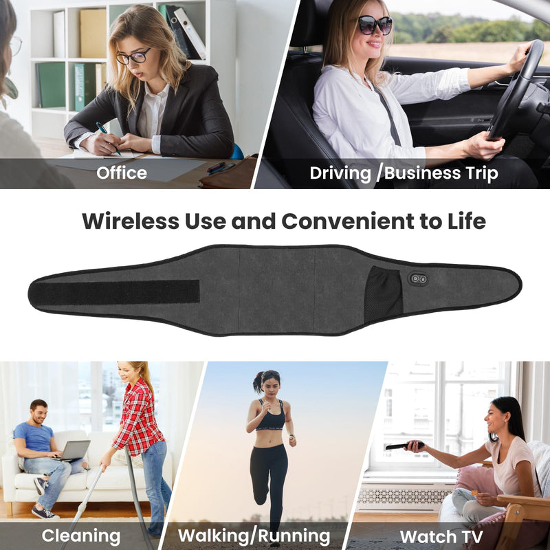 [Australia] - Arlierss Graphene Heat Belt Back with 5000 mAh Battery, Electric Heating Pad with Automatic Shut-Off, Belt Adjustable Straps Heating Belt with 3 Heating Levels & 3 Massage Modes for Pain Relief 002 (Heating + Massage) 