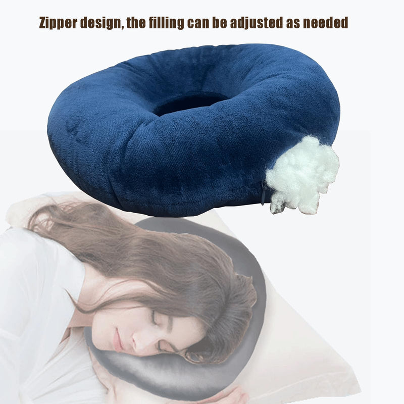 [Australia] - Ear Piercing Pillow for Side Sleepers，Donut Pillow with Ear Hole Ear Covers for Sleeping ，Pillow with arm Hole，Ear Guard Pillow for Ear Pain Ear Pressure (Gray- Silky Satin) Gray- Silky Satin 