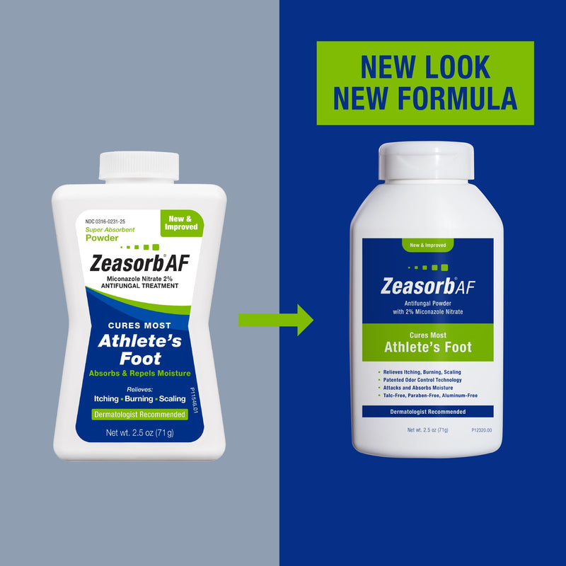 [Australia] - Zeasorb Super Absorbent Athlete's Foot Antifungal Treatment Powder, Dermatologist Recommended, Patented Odor Control Technology, with 2% Miconazole Nitrate and Soothing Aloe, Talc-Free, 2.5 oz Bottle 2.5 Ounce (Pack of 1) 