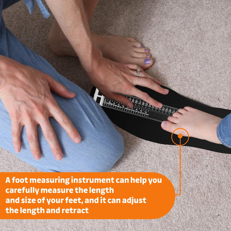 [Australia] - Wekuw foot measuring device, shoe size measurement, shoe sizer, shoe size measurement from 18 to 47, shoe size table, foot measuring device, shoe sizer for children with 1 measuring tape feet, for women, men, children's feet, black 