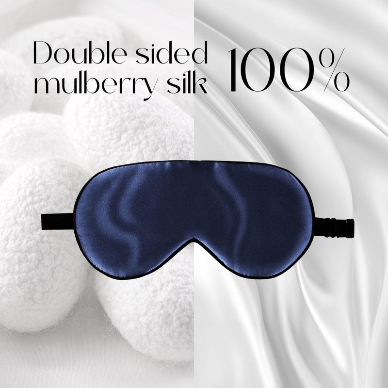 [Australia] - ZIMASILK 100% Mulberry Silk Sleep Mask with Adjustable Strap, Super-Smooth Soft Natural Silk Eye Mask for Sleep, Multiple Color Options(Navy Blue) Navy Blue 