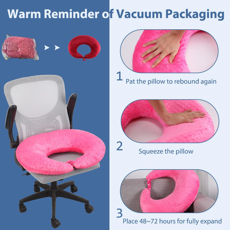 [Australia] - BBL Pillow After Surgery, BBL Pillow for Sitting Sleeping Driving, Hemorrhoid Pillow Seat Support Cushio for Butt with Hole, Butt Donut Pillow for Woman (Rose Red) Rose Red 