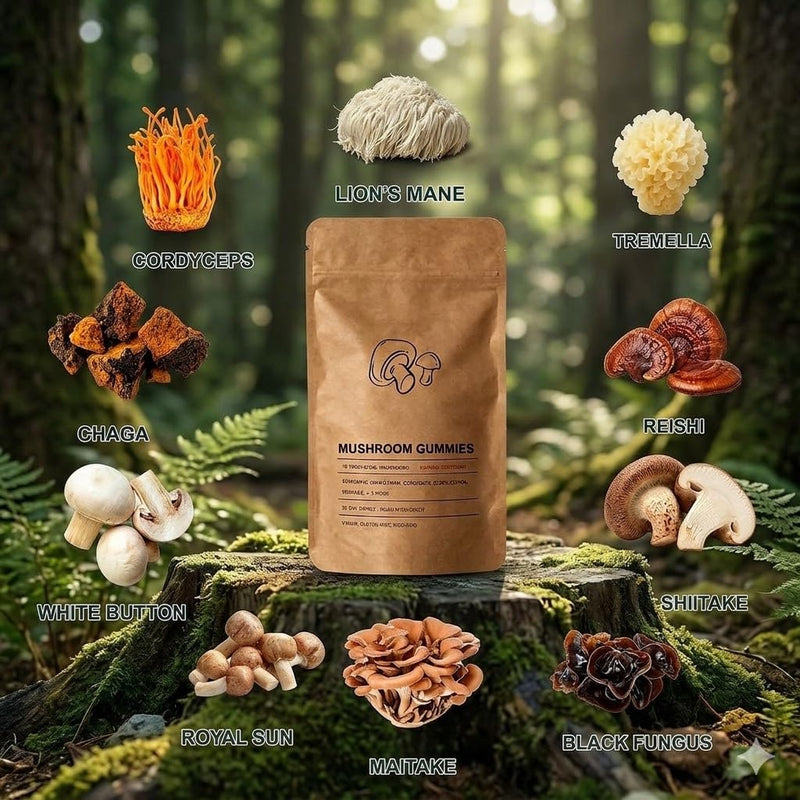 10 in 1 Mushroom Gummies High Strength for Women & Men(1 Bags)