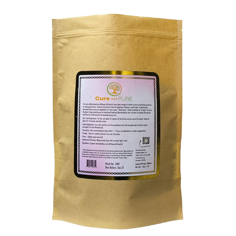 [Australia] - Cure wid Pure Organic Marshmallow Root Herb 1LB – Cut & Sifted Marshmallow Root Tea in Eco-Friendly Resealable Bag Versatile Choice for Herbal Tea, Marshmallow Root Powder, Tinctures & More 1 Pound (Pack of 1) 