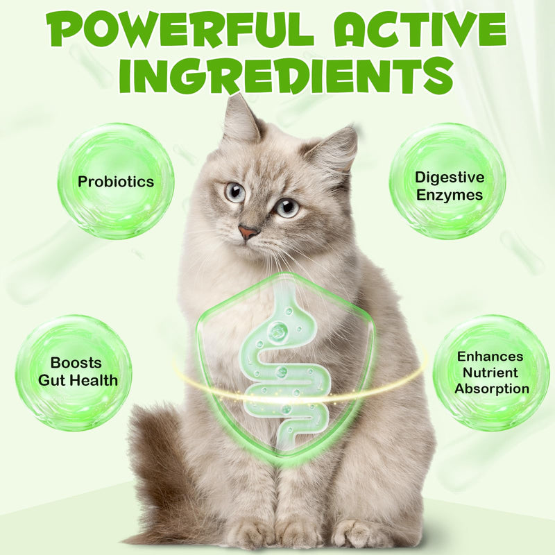 Probiotic for Cats, Natural 3 in 1 Cat Probiotic Drops Helps to Relieve Diarrhea, Supports Gut Health, Itchy Skin Relief, Allergies & Immunity, Digestive Enzyme Cat Supplement Drops - 60 ml / 2 fl.oz - PawsPlanet Australia