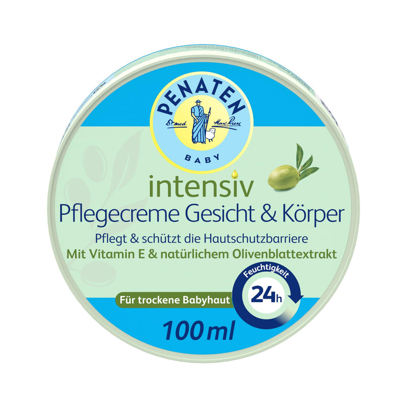[Australia] - PENATEN Intensive Care Cream Face & Body (100 ml), quickly absorbed baby face cream & body cream, provides 24-hour moisture, with vitamin E & natural olive leaf extract 
