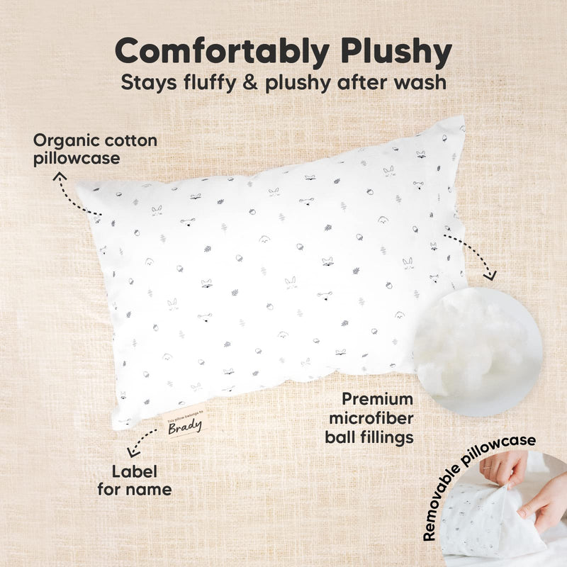 [Australia] - Mini Toddler Pillow with Pillowcase - 9x13 My Little Dreamy Mini Pillow, Organic Toddler Pillows for Sleeping, Kids Pillow, Small Pillows, Travel Pillows for Sleeping, Toddler Bed Pillows (Acorn) Acorn 9"x13" 