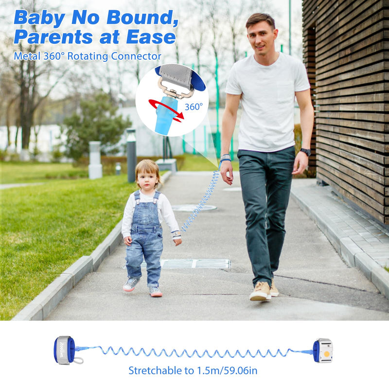 [Australia] - Zooawa Toddler Leash, Toddler Kids Harness Anti Lost Wrist Link with Magnetic Lock, Reflective Safety Baby Child Walking Wristband Leash for 2,3,4 Years Old Boys Girls, Blue 1 Count (Pack of 1) 