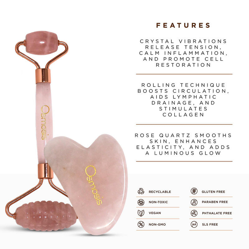 Osmosis Skincare Osmosis Rose Quartz Roller + Gua Sha, 1 ct.