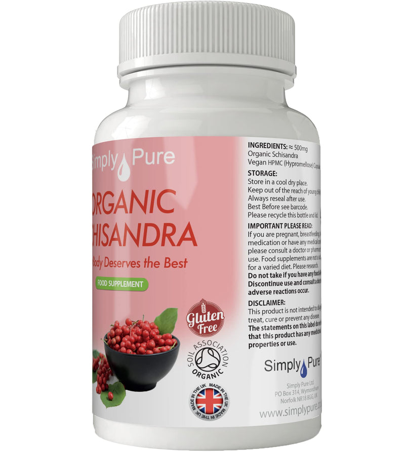 Organic Schisandra for Energy, Mental Balance & Stress Resilience | 500mg Capsules x 90 |100% Pure Soil Association Certified | Gluten Free | GM Free | Vegan