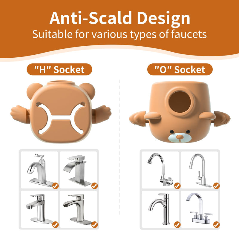 [Australia] - Skyroku Faucet Extender for Toddlers, Sink Extenders with Temperature Sensitive for Kids Hand Washing Sink Faucet Extension,Suitable for Bathroom Sink, Kitchen,Bathtub (Brown) Brown 