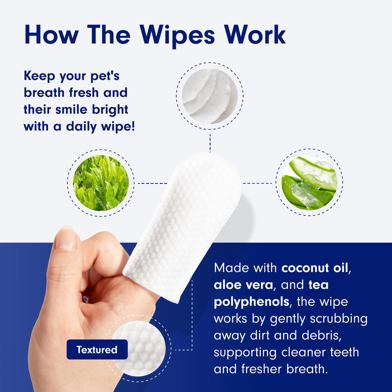 PetLab Co. Dental Finger Wipes - Easy to Use Dog & Cat Teeth Cleaner - Freshens Breath & Provides A Thorough Clean – Supports Overall Oral Hygiene – Alcohol & Fragrance Free - PawsPlanet Australia