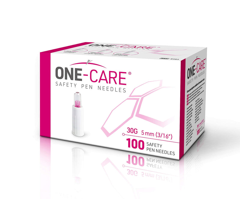 [Australia] - MediVena ONE-CARE Safety Pen Needles, 30G, 5mm, Box of 100, Compatible with Most Pen Injectors 30G x 5mm(100pcs) 