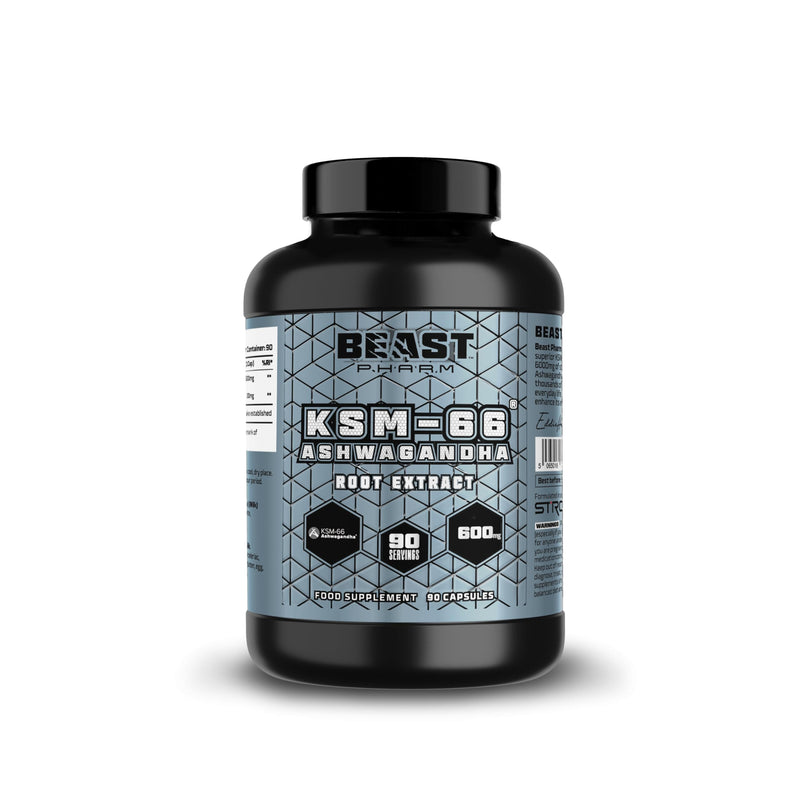 Beast Pharm Ashwagandha KSM 66 6000mg (3 Months Supply) Ashwagandha High Strength 90 Capsules - Calm & Stress Relief Support 90 count (Pack of 1)