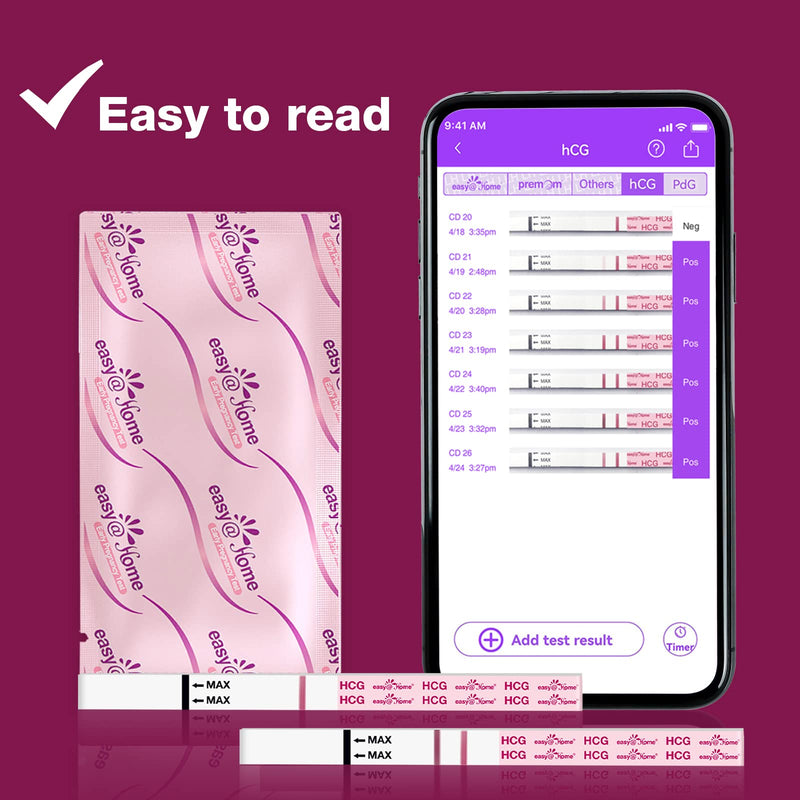 easy@Home 60 Count Pregnancy Test Strips, Early Detection hCG Tests | Bulk pregnancy test strips with 60 individually sealed hCG tests and easy-to-read results. 60 Count (Pack of 1)