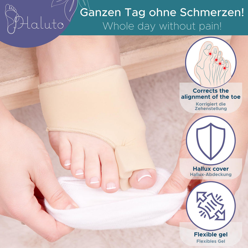 [Australia] - HALUTO Pack of 2 Hallux Valgus Correction Bandage - Toe Separator Hallux Valgus - Toe Separator Big Toe - Hallux Valgus Socks with Gel Protection Bandage with Wedge 
