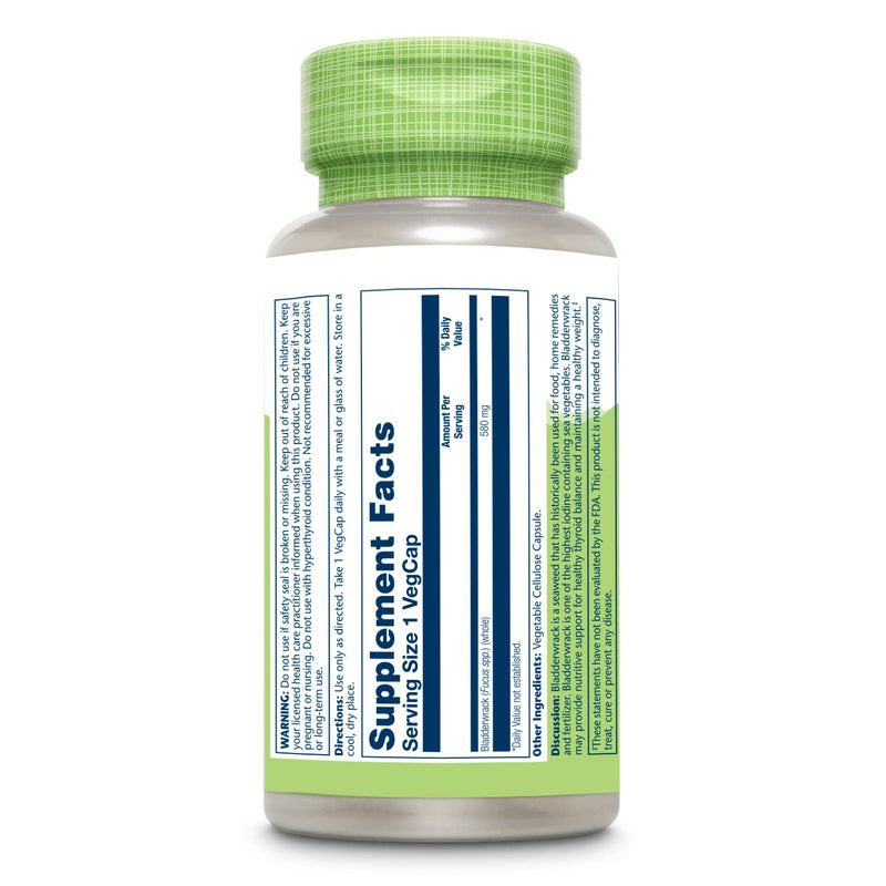 [Australia] - SOLARAY Bladderwrack Seaweed 580 mg Healthy Thyroid Balance, Supports Non-GMO & Vegan 100 VegCaps 100 Count (Pack of 1) 