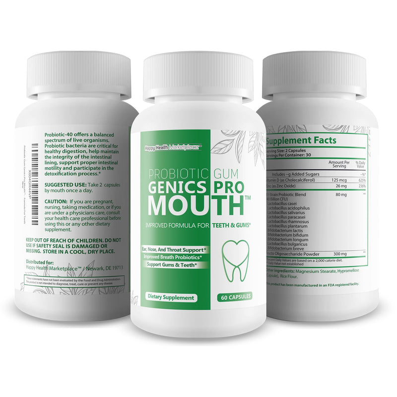Probiotic Gum Genics Pro Mouth - Our Best Oral Probiotics for Teeth and Gums - Healthy Gumgenics Teeth Health Supplement - Best Breath Oral Probiotic Teeth Enamel Support - Healthy Teeth Probiotic