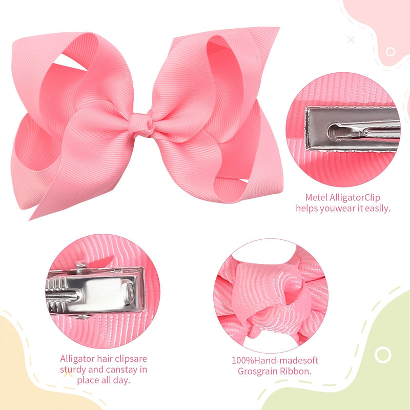 [Australia] - Oaoleer 30 Colors 6 Inch Hair Bows Clips Grosgrain Ribbon Bows Hair Alligator Clips Hair Barrettes Hair Accessories for Girls Toddler Infants Kids Teens Children 6 Inch (Pack of 30) 