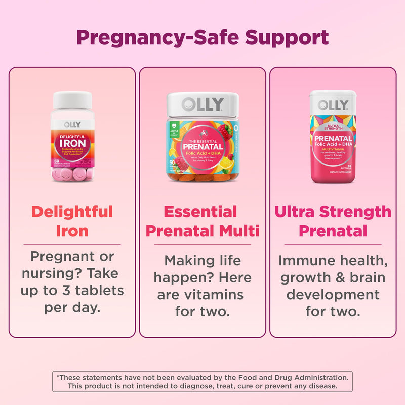 OLLY Ultra Strength Prenatal Multivitamin Softgels, Omega-3s - 60 Count 60 Count (Pack of 1)