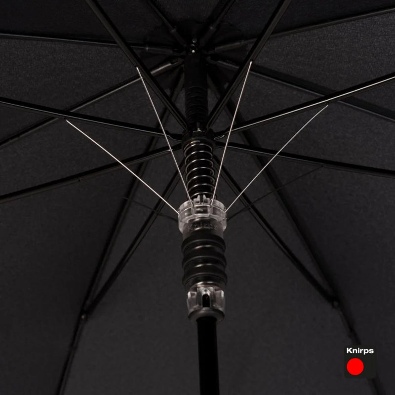 Knirps T.760 Stick Automatic Auto Open Rain Umbrella With Curved Handle - Windproof Travel Cane With Automatic Open Button - For Adults - 107cm Diameter Black