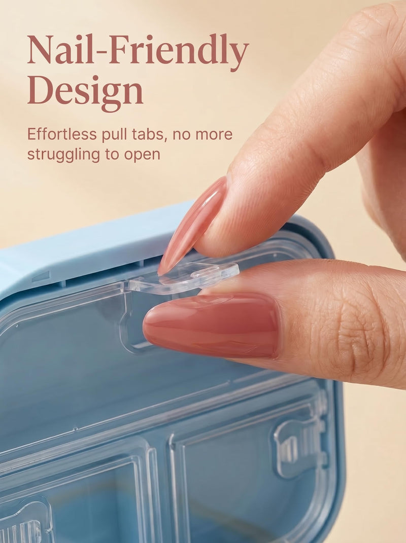 Pill Organizer 2 Times a Day AM PM, 2 Pack 7 Day Travel Pill Case for Purse, Moisture Proof BPA-Free Medicine Box for Vitamins, Fish Oil & Supplements, Hot Pink & Sky Blue