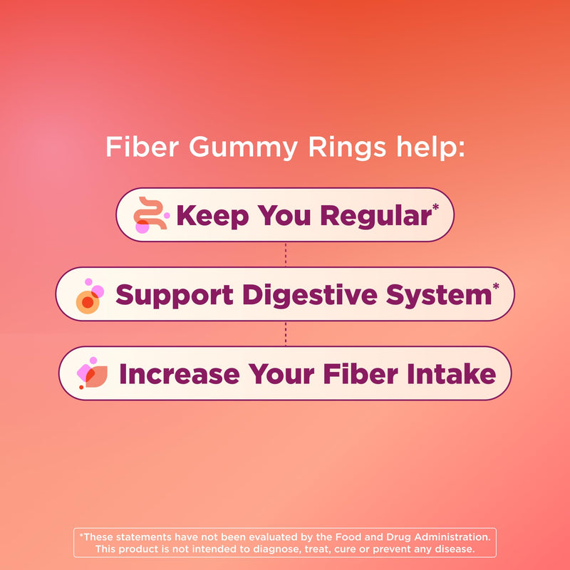 OLLY Fiber Gummy Rings, Digestive Health Supplement, Berry Melon - 50 Count 50 Count (Pack of 1)