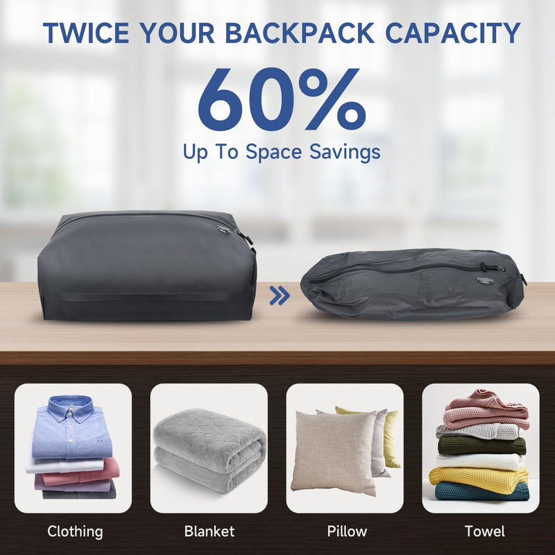 Vacuum bags for travel,17.5L Reusable vacuum bags for luggage,Waterproof compression bag Space Saver Bags for Suitcases Backpack Travel and business(1PC+Pump) 1PC+ PUMP 17.5L