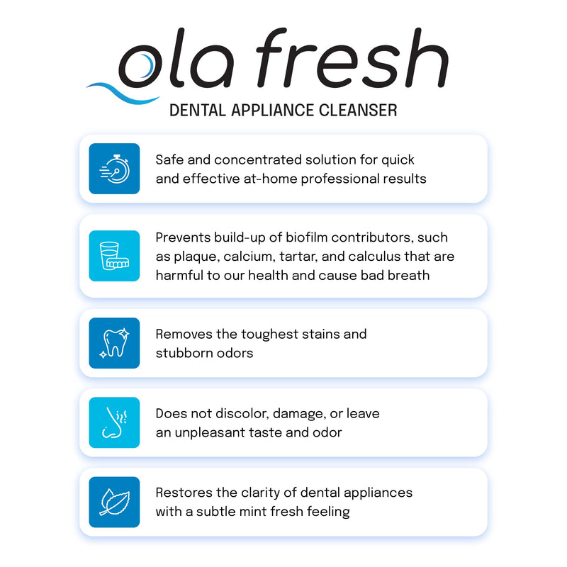 [Australia] - Ola Fresh Dental Appliance Cleanser, Professional Denture and Retainer Powder Cleanser (Mint Essence Flavor, 24 Packets, 6 Month Supply) ~6 Month Supply 