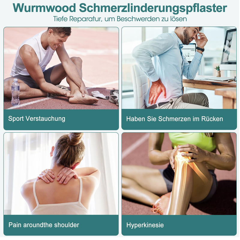 [Australia] - MYMULIKE Knee Pain Relief Plasters, Pack of 60 Pain Relief Patches Knee, Heat Plaster, Wormwood Pain Relief Plaster for Knee, Effective for Knee (60 Pieces) 