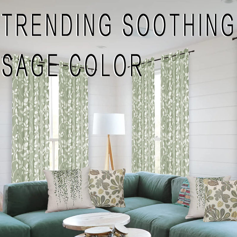 [Australia] - XTMYI 72 Inch Long Sheer Curtains for Living Room 2 Panels Set,Neutral Leaf Printed Patterned Forest Theme Boho Woodland Nursery Curtains Boy Girl Baby,Sage Green,6 FT Length 42x72 Sage Green 