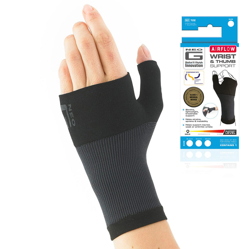 Neo-G Wrist and Thumb Support for Arthritis, Joint Pain, Tendonitis, Sprain - Wrist Brace Wrist Compression Hand Support - M - Black Medium