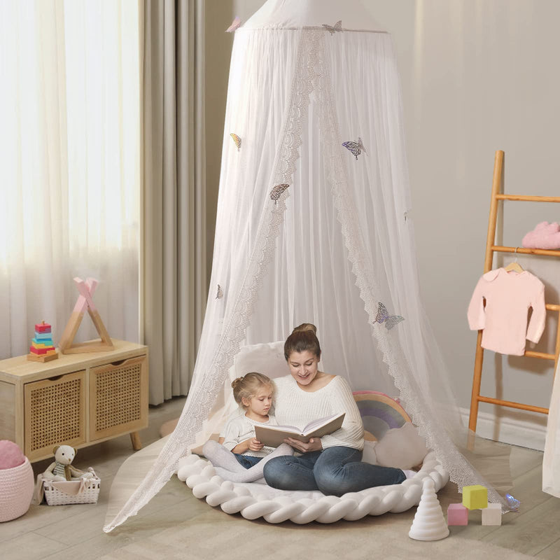 [Australia] - Kids Bed Canopy with Lace Hanging Canopy Net for Baby Crib Nook Castle Game Tent Nursery Play Room Decor (Butterfly) Butterfly 