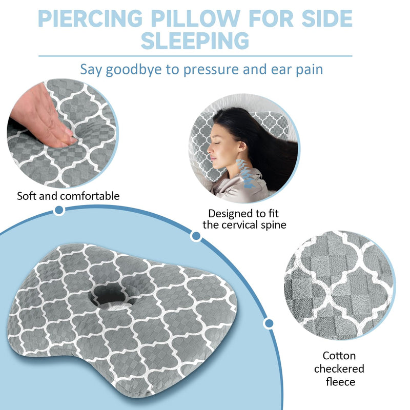 [Australia] - Ear Piercing Pillow with an Hole for Relief Ear Pain Side Sleepers,Cotton and Polyester Hole Pillow,Washable Ear Guard Pillow Ear Piercing Pillow-3 