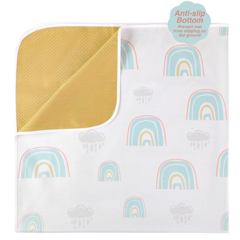 [Australia] - Splat Mat for Under High Chair/Arts/Crafts by CLCROBD, 51" Baby Anti-slip Food Splash and Spill Mat for Eating Mess, Waterproof Floor Protector and Table Cloth (Rainbow dreams) Rainbow Dreams 