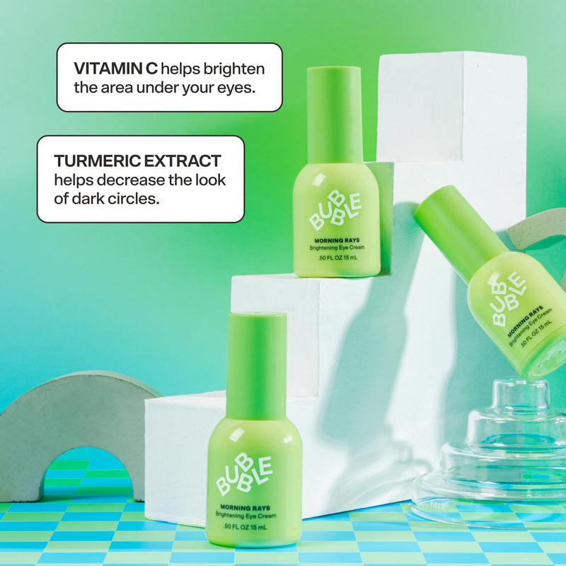 Bubble Skincare Morning Rays Brightening Eye Cream - Vitamin C Under Eye Cream for Dark Circles & Puffiness - Enriched with Green Tea Extract to Calm, Protect & Soothe Skin (15ml)