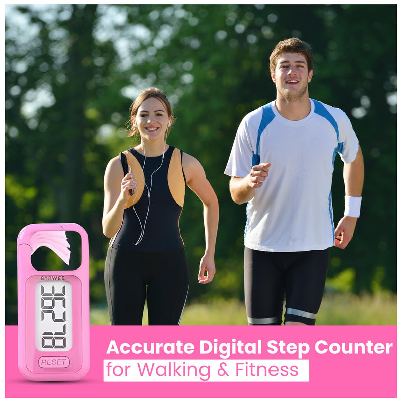 [Australia] - 3D Pedometer for Walking ‚Äì Simple Step Counter with Clip, Large Display & Reset Button ‚Äì No Bluetooth or App Needed ‚Äì Portable Step Tracker for Adults and Seniors (Pink) 