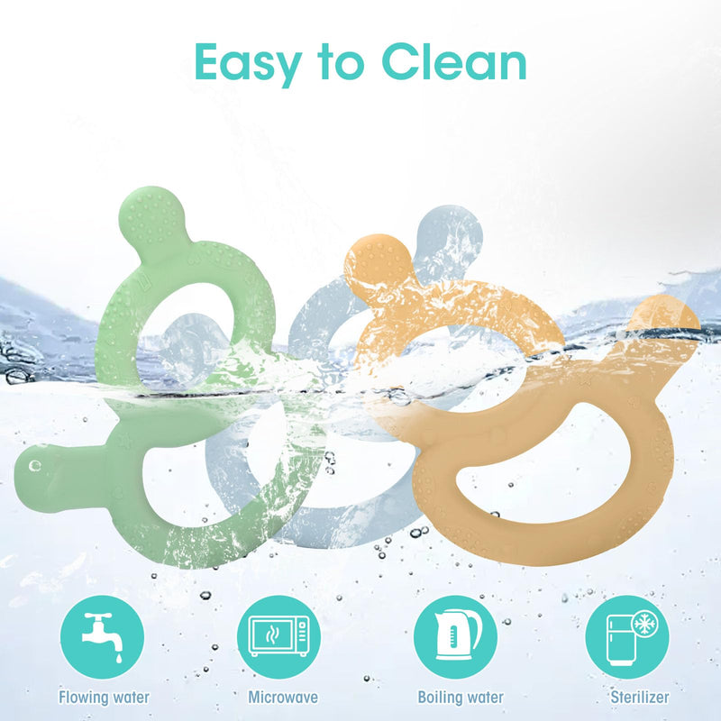 [Australia] - 3 Pack Baby Teething Toys for Babies 3-6 Months, Silicone Teething Ring Toys for Babies 6-12 Months, BPA Free Soft and Dual Textured Nipple Teether Relief Soothing Sore Gums Chew Infant Sensory Toys 
