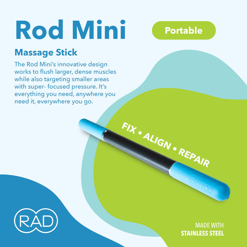 [Australia] - RAD Rod Mini – Compact Deep Tissue Massage Roller Stick – Travel-Ready Myofascial Release Tool for Legs, Back, Neck, Arms & Shoulders – Muscle Roller for Mobility & Recovery 