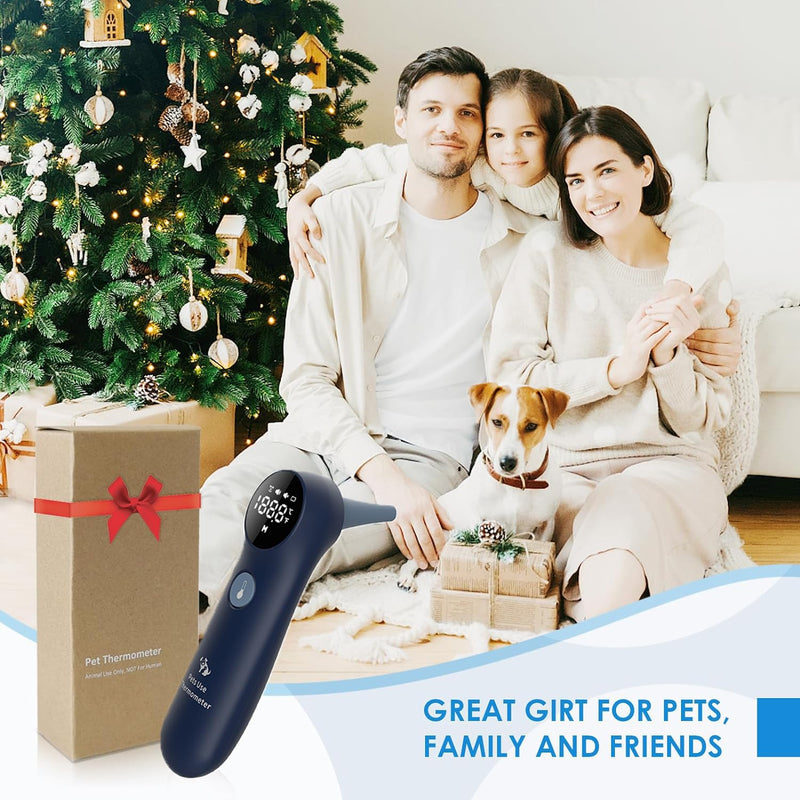 Pet Ear Thermometer for Dogs, Cats, and Livestock, Long Probe Designed, ℃/ ℉ Convert and Sound Switch Dedicated Button, 1 Second Measurement, 20 pcs Pet Swabs Included - PawsPlanet Australia
