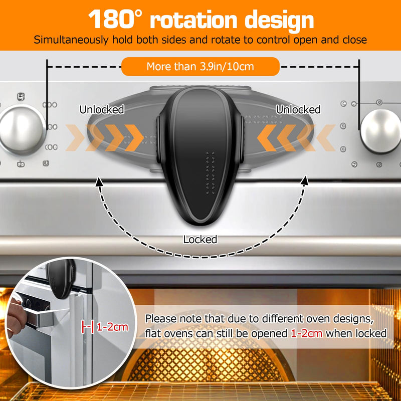 [Australia] - Oven Lock Child Safety (2 Pack),Oven Door Lock,Oven Front Lock, Baby Proofing, Baby and Child Proof Locks for Drawer Oven Stove Door, Upgrade Heat-Resistant Material, Easy to Install - Black Black-2 PACK 