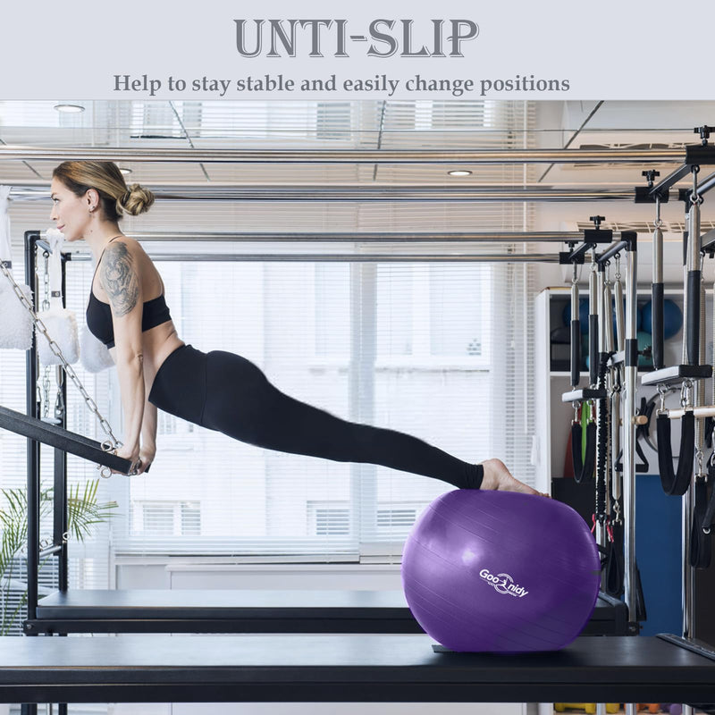 [Australia] - Soft Exercise ball, Anti-Burst Yoga Ball Chair Supports 2200lbs, Workout Equipment w/ Pump for Pregnancy Medicine Birthing Physical Therapy Stability Excersing Birth Swiss Fitness Gym Physio Labor Abs Purple S(38-45cm) 