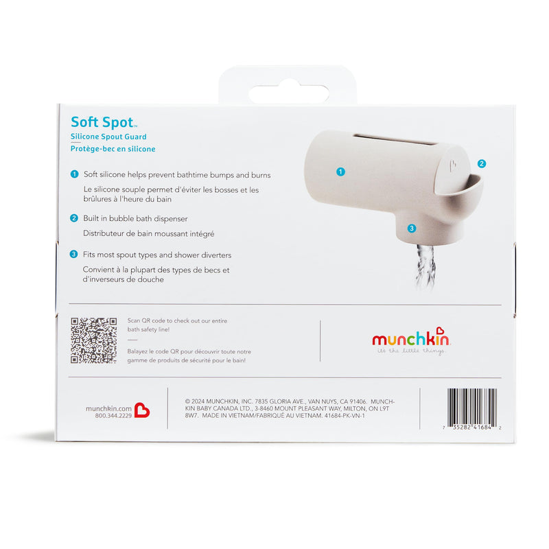 [Australia] - Munchkin¬Æ Soft Spot‚Ñ¢ Bath Spout Cover for Baby, Bathtub Guard with Built-in Bubble Bath Dispenser, Silicone, Grey 