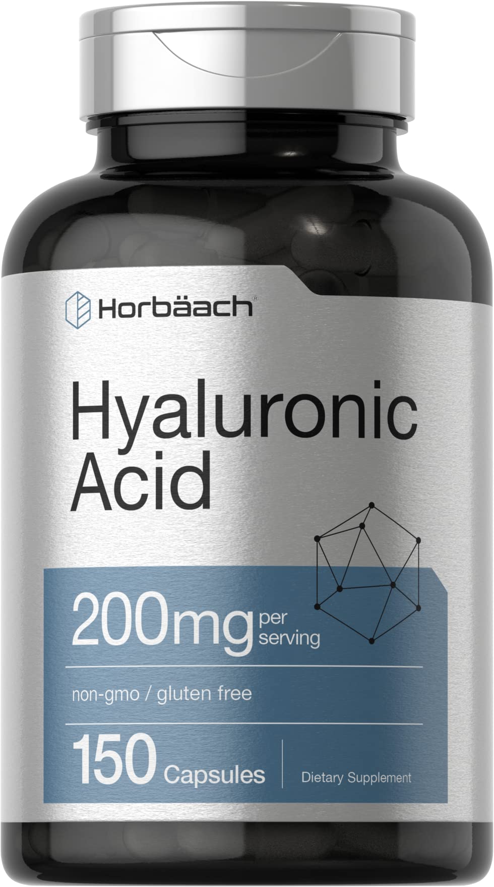 Horbäach Hyaluronic Acid Supplement | 200 mg | 150 Capsules | Non-GMO and Gluten Free Supplement 150 Count (Pack of 1)