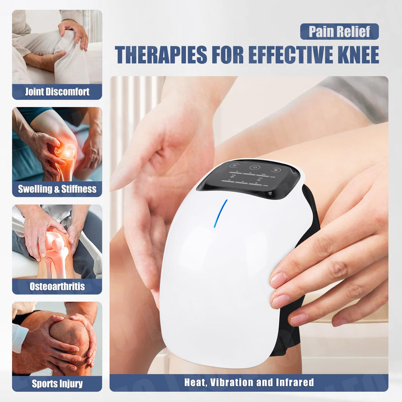 [Australia] - Knee Massager with Heat, Red Light Therapy, 3-in-1 Cordless Knee Massager, Portable & Easy-to-Use Wireless Knee Therapy Equipment, Gifts for Grandma & Grandpa 
