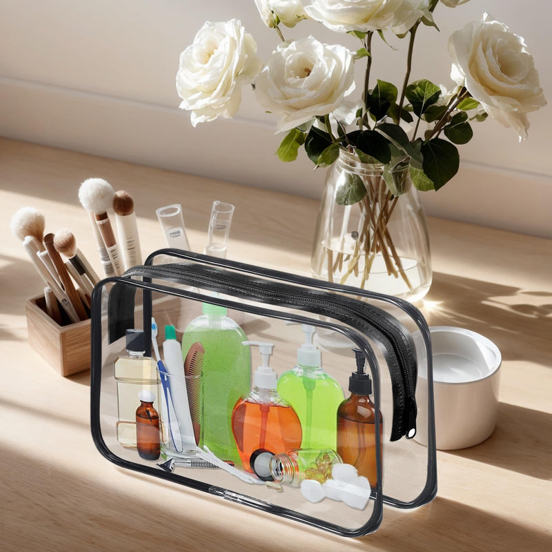 36 Pieces Clear Makeup Bags Bulk with Zipper, Transparent Portable Toiletry Bags Waterproof Plastic Organizer Cases Travel Cosmetic Pouches for Bathroom and Women and Men Vacation